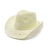 Classic Vintage Unisex Straw Western Cowboy Hat with Wide Brim Hollow out Design for Women Men Fishing Climbing Sun Protection