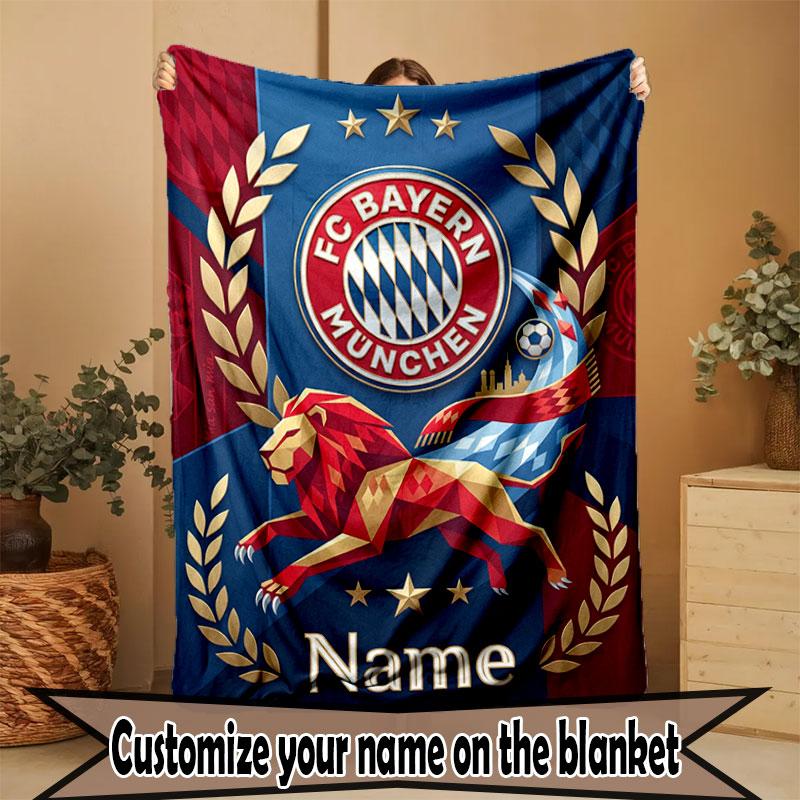 Custom Name Personalized FC Bayern Munich Print Blanket, Home Decor, Bedroom, Sofa, Camping, Couch, Gifts for Birthday Christmas