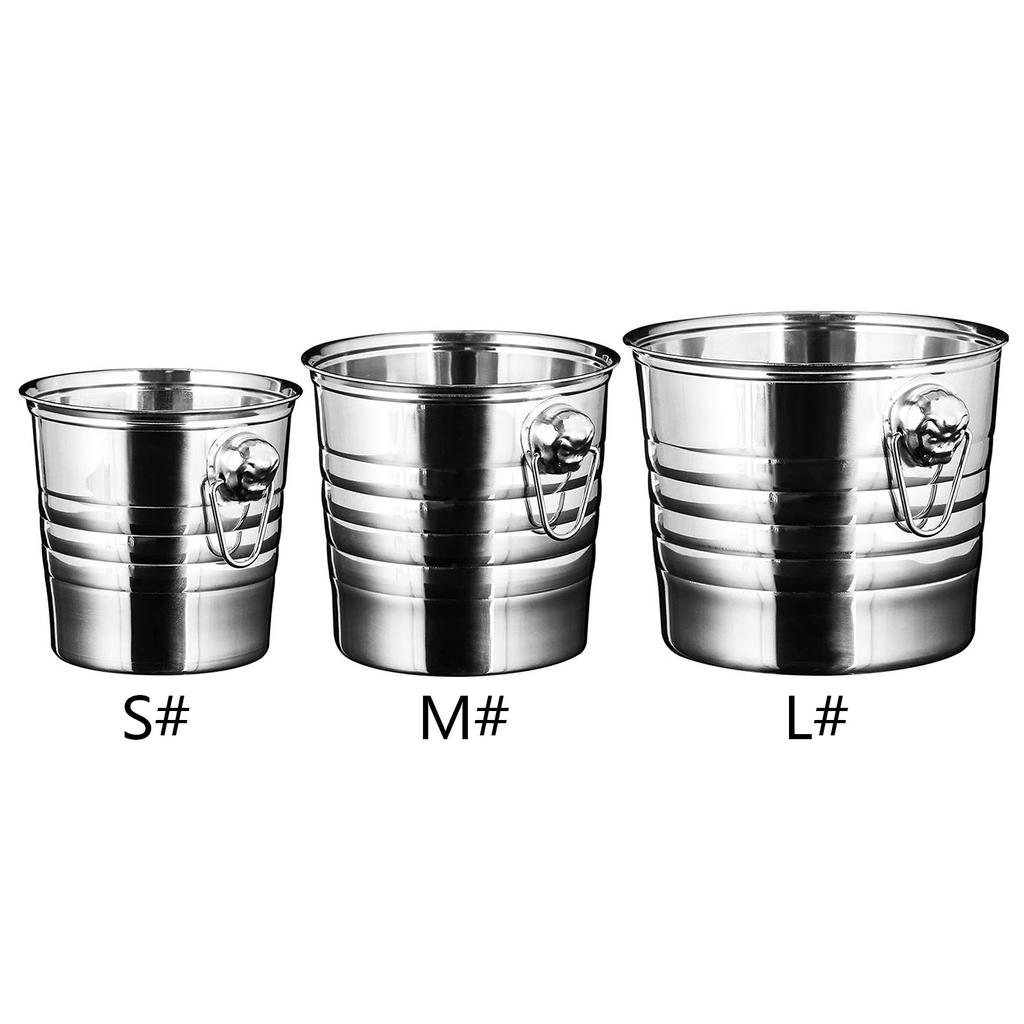 Wine Beer Cooler Stainless Steel Ice Punch Bucket for Beer Wine Party Supplies Portable Ice Chiller Cooler with Handle