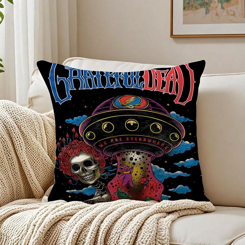 GGrateful Dead Cushion Cover Linen Pillowcase Soft for Sofa Bed Home Room Decor