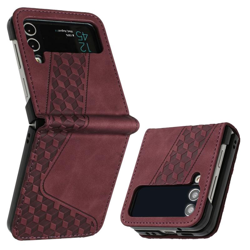 For Samsung Galaxy Z Flip4 Case Z Flip4 SM-F721B F721N Cover 3D Geometric Flip Wallet Case for Samsung ZFlip 4 ZFlip4 Phone Case