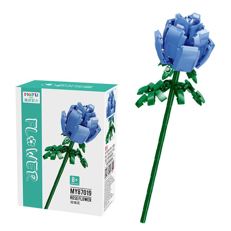 Assembling Children Puzzle Building Blocks Flower Rose Lily Bouquet Model Toy