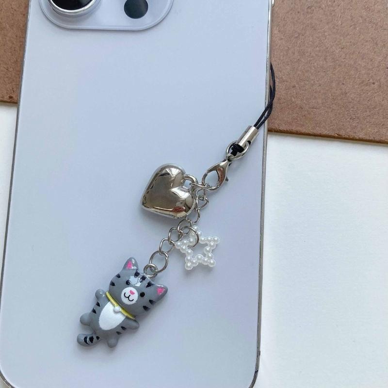 Practical Handmade Beadwork Cats Hanging Ornament Versatile Phone Charm Portable for Styles Upgrades Daily Use