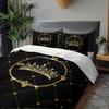 3pcs Luxury Golden Crown Heart Bedding Duvet Cover Set Queen Princess Bedding Quilt Set Elegant Black Golden Themed Bed