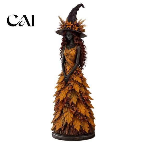 Decorative Figurines for Fireplace Autumn Witch Figurine, Halloween Statue, Fall Tabletop Decor, Shelf Decoration Rustic Home Ornaments Mantel