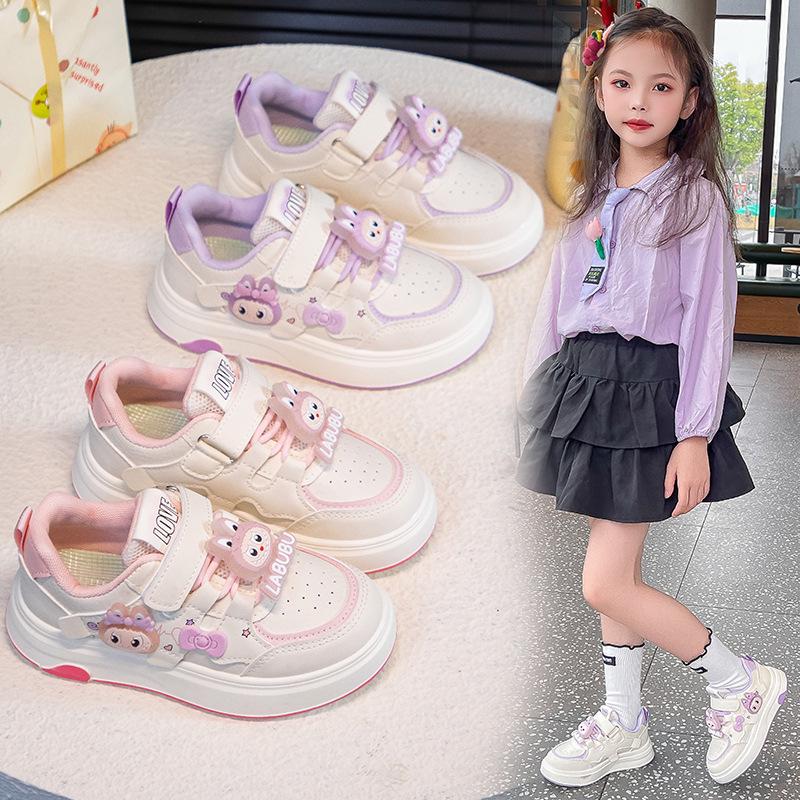 Girls' 2026 Cartoon Velcro Casual Sports Shoes - Non-slip, Spring/Autumn, Student Single Shoes