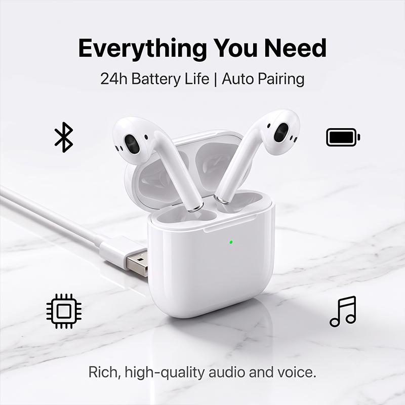 Apple Auriculares Bluetooth TWS AirPods 2 Micrófono Integrado Control Táctil Audio Rico Batería Larga Auriculares Inalámbricos Para IOS Android