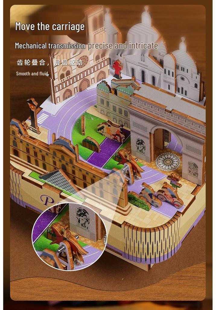 Puzzle Scatola Musicale 3D in Legno di Parigi – Ornamento Romantico e Giocattolo Antistress