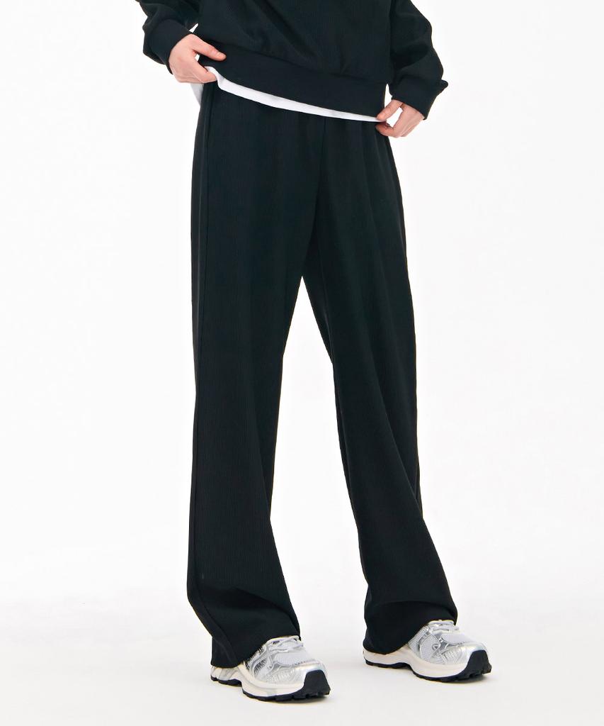 CHASECULT Women'S Ribbed Wide Warm-Up Pants - Black