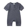 Summer 2025 Baby Short Sleeve Ribbed Jumpsuit Romper with Snap Crotch