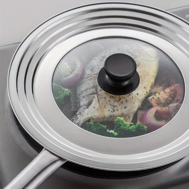 Stainless Steel Universal Lid For Pot And Pan Skillet Lid Pot Cover Fit 8.66-11.Inch Cookware Frying Pan Cover Pan Lid With Knob