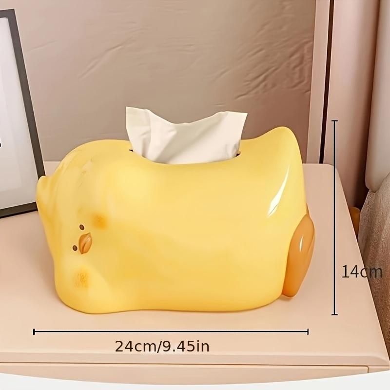 Niedlicher Enten Keramik Taschentuchboxhalter, Polierter Weißer Dekorativer Servietten Spender mit Goldfarbenen Akzenten, Entzückendes Tierdesign für Wohnzimmer, Schlafzimmer