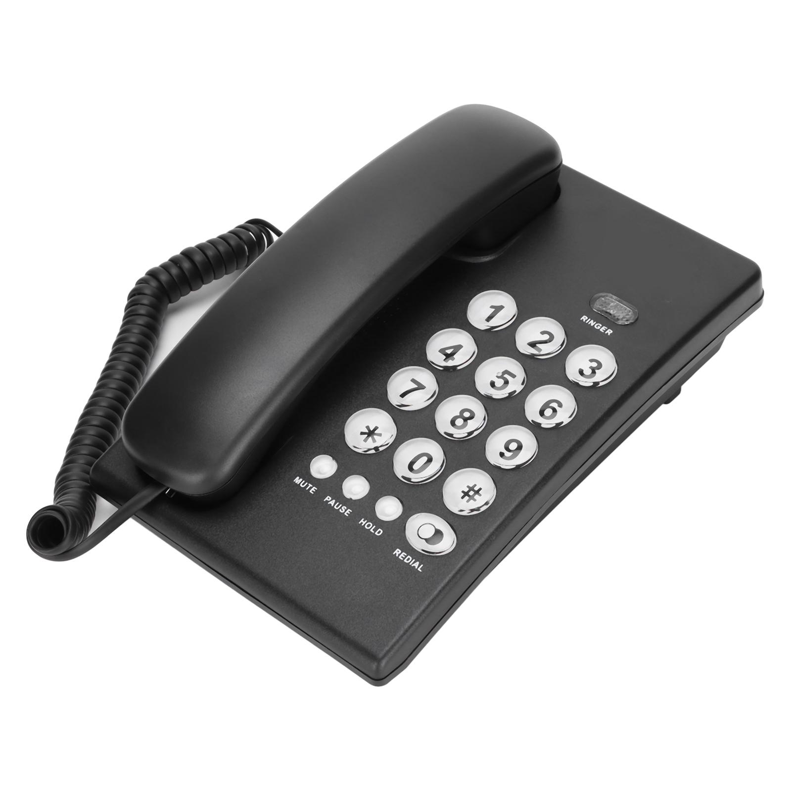 

KXT504 Desktop Corded Telephone Multifunctional Large Button Landline Phone for Hotel(Black )