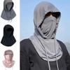 Women Summer Ice Silk UV Protection Face Cover Neck Guard Integrated Sun Hat Breathable Sunscreen Mask for Driving Cycling
