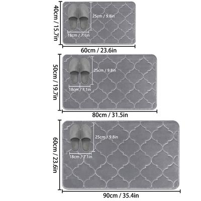 Simple Flannel Carpet Furry Embossed Bathroom Absorbent Floor Mat Thickened Shower Room Non-slip Foot Mat Entrance Mat