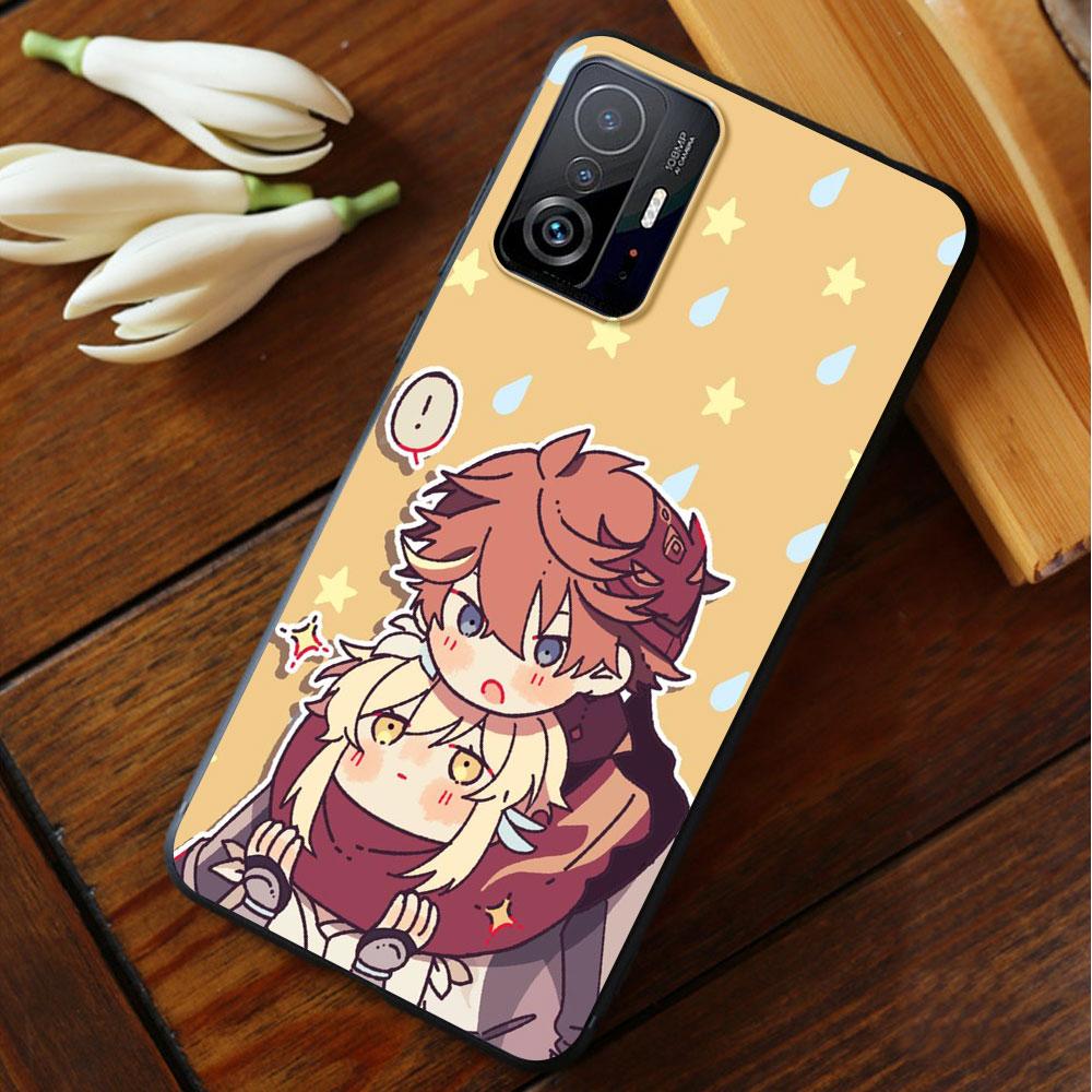 For Xiaomi Poco X4 F4 Gt M4 Pro 5g M3 9t 11t Mi 11 Lite 10t X3 Nfc F3 Note 10 Phone Case Anime Genshin Impact Capa Black