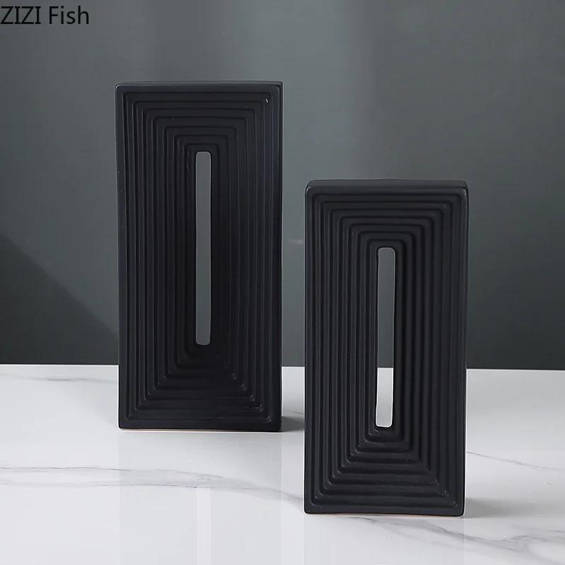 Square Ceramic Geometric Sculpture Abstract Artwork Ornaments Desk Decoration Minimalism Square Arch Statue Modern Home Decor