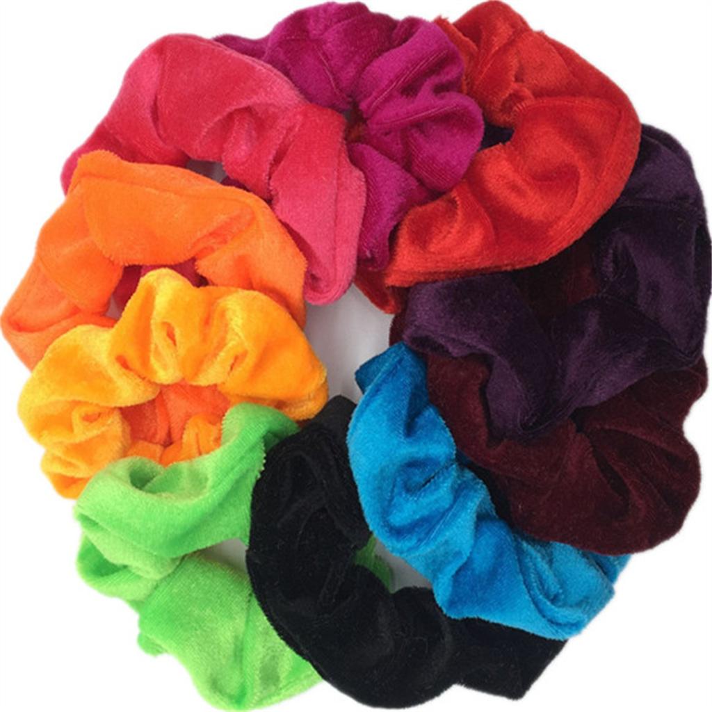 10pc Women Hair Scrunchies Velvet Solid Color Band for Girls Ponytail Holder Rubber Bands Ties Accessories Headbands Gumki