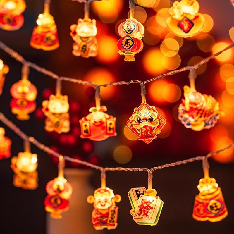 1.6M 10Led Chinese Spring Festival String Lights Hanging Ornaments Home  Year Bedroom Living Room Decoration Party Supplies