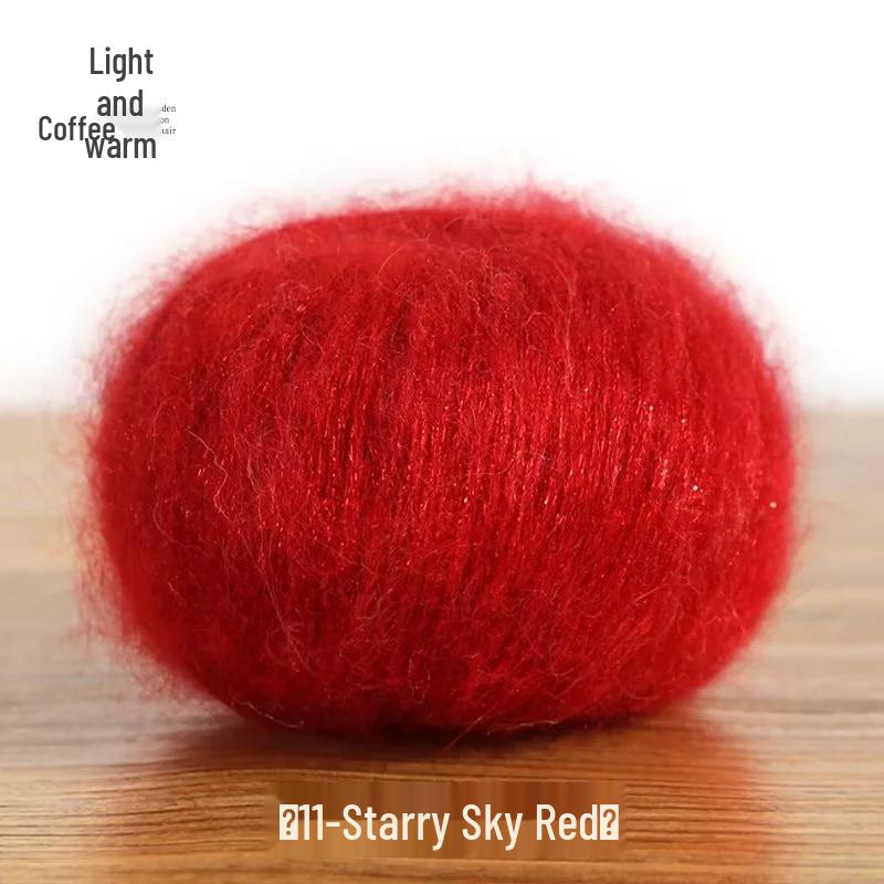 Hand-Knitted Glitter Mohair Wool Sweater and Scarf Coat