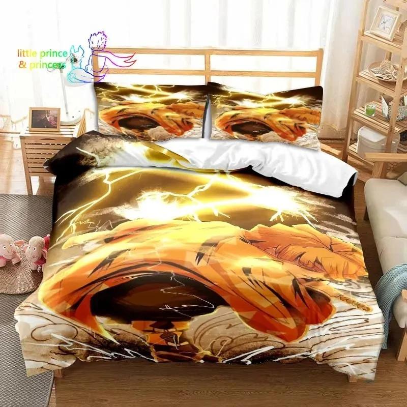 Agatsuma Zenitsu Anime Demon Slayer Bedding Set Single Twin Full Queen King Size Bed Set Aldult Kid Bedroom 3D Print