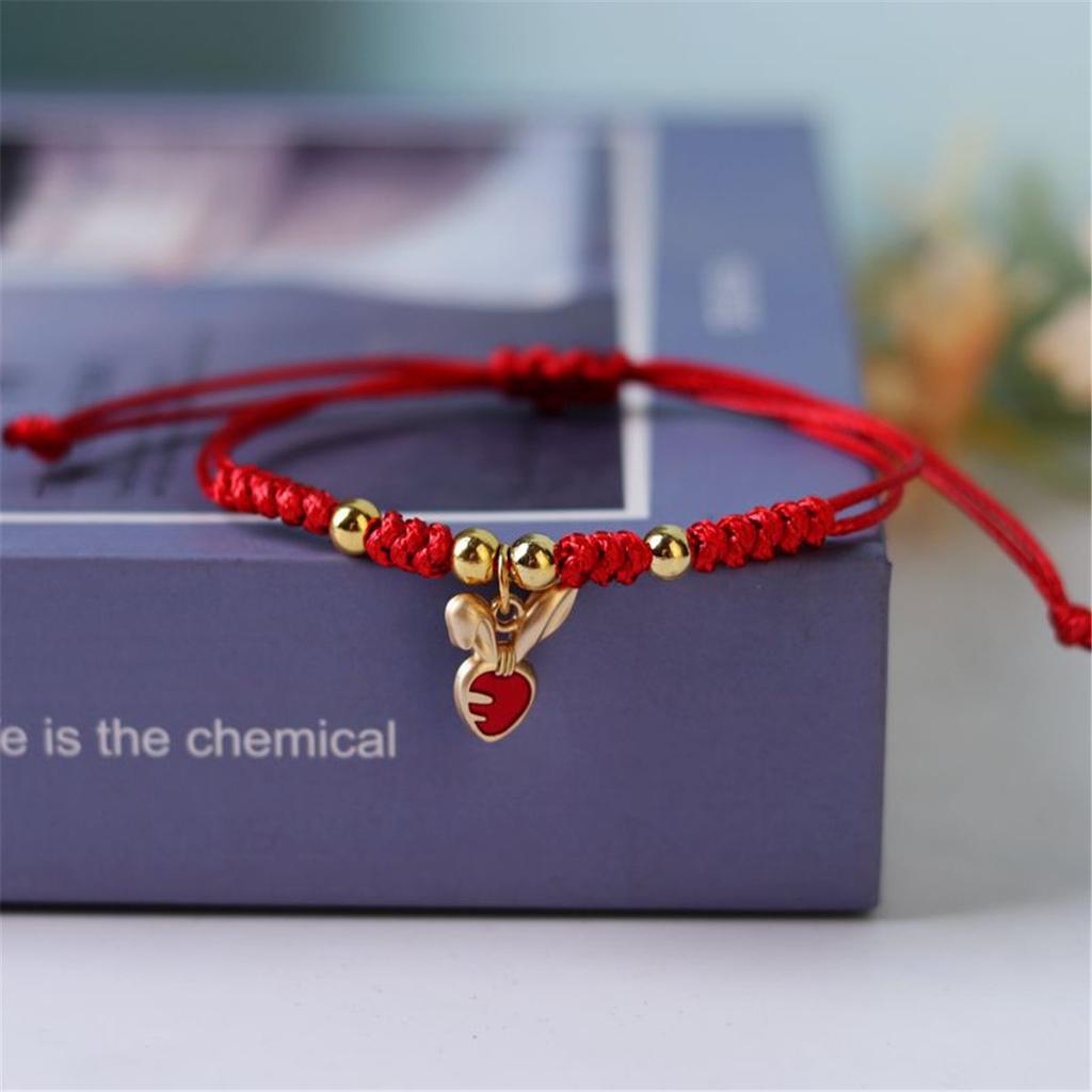 Cute Rabbit Charm Versatile Lovely Ceramic Woven Bracelet Anime Harajuku Lucky Ins Pendant Rope Chain Jewelry Gift