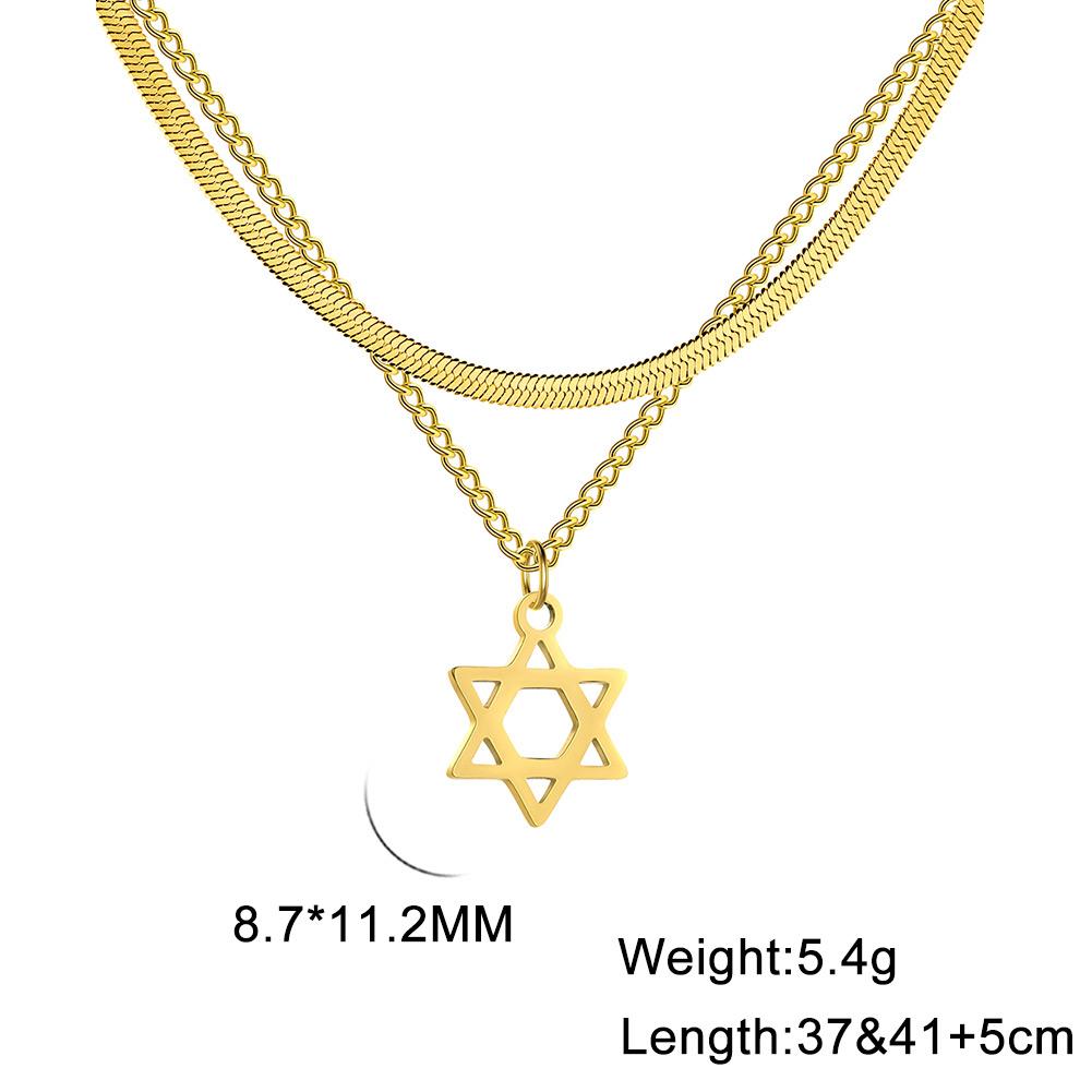 Israel Star of David Necklace Stainless Steel Hexagram Choker Necklace for Women Double Layer Chain Pendant Je Trend Jewelry