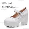 Black/White Platform Mary Jane Shoes Women's Ankle Strap Chunky Heel Pumps Anti-slip Fashion Lolita Style Dress Shoes Elegant