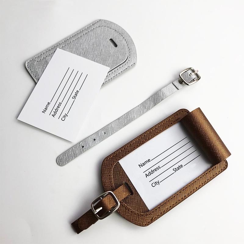 Leather Cross Pattern Luggage Tag - Customizable LOGO, 6 Colors, Business Style with Signature Inner Paper