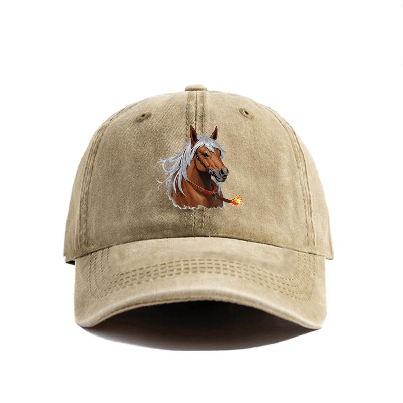 Vintage Washed Baseball Cap with Fantasy Horse  Letter Graphic Print  Adjustable Snapback Lightweight Dad Hat for Men  Women