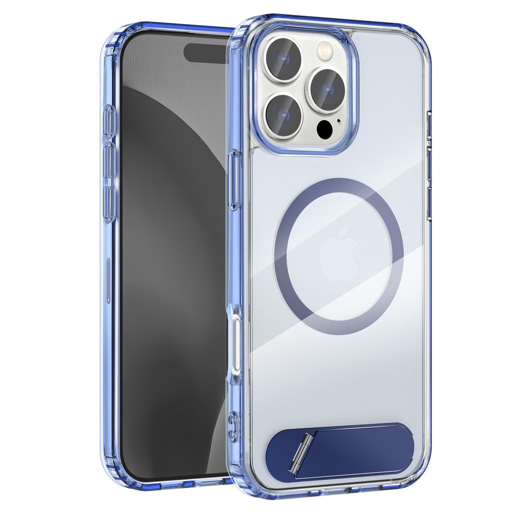 For iPhone 16 Pro Case Compatible with MagSafe Folding Kickstand Anti Drop PC + TPU Back Cover