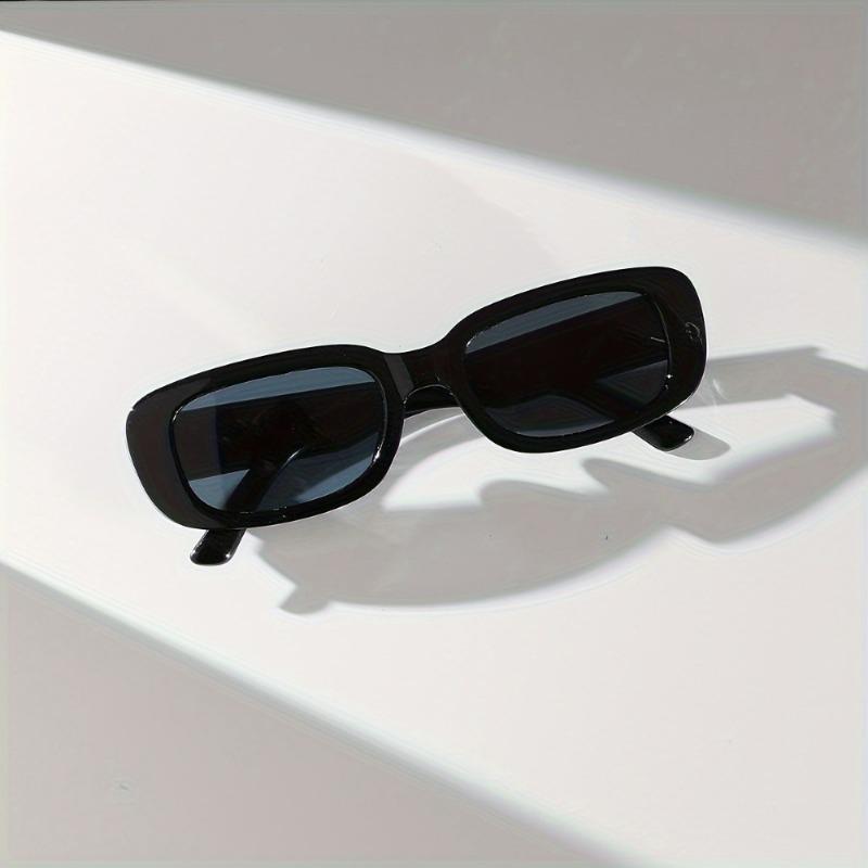 Stylish Black Rectangular Glasses for Women Glossy Durable Plastic Frame Fashion Eyewear for Casual Outfits