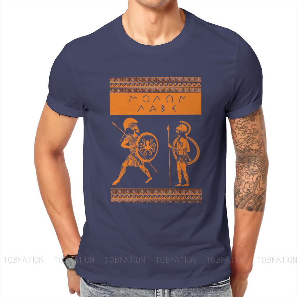 Ancient Greeks Spartan Molon Labe TShirt Men Gothic Oversized Punk Crewneck Cotton T Shirt 2020