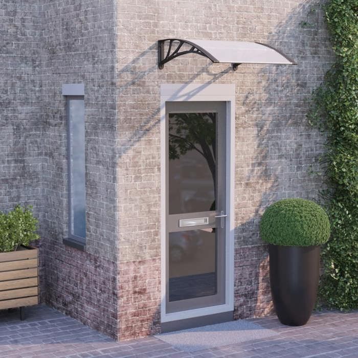 VidaXL Auvent de Porte, Marquise Solaire avec Support, Abri Protection contre Pluie, Banne Entrée Porte Patio, 80x75 cm Noir 153585