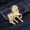 Enamel Red Horse Figurine Brooch - Rhinestone Decorated Animal Brooch Pins Year Of The Horse Party Jewelry Gift