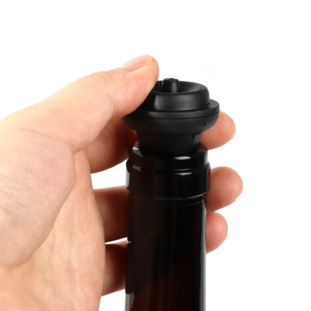 1/5PCS Home Bottle Black Wine Stopper Rubber Pump Preserver Vacuum Suction