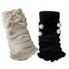 Solid Color Lolita Leg Warmers Thickened Bowknot Decoration Crochet Socks Warm Foot Cover Boot Cuffs Casual Outfit