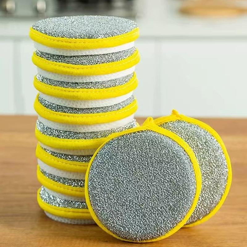5pcs Dishwashing Sponge Non-stick Oil Brush Pot Dishwashing Cloth Sponge Wipe Double-sided Cleaning and Decontamination Magic Wipe