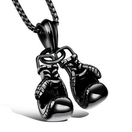 2023 Retro Fitness Boxing Gloves Titanium Steel Pendant Necklace - Punk Fashion Accessory