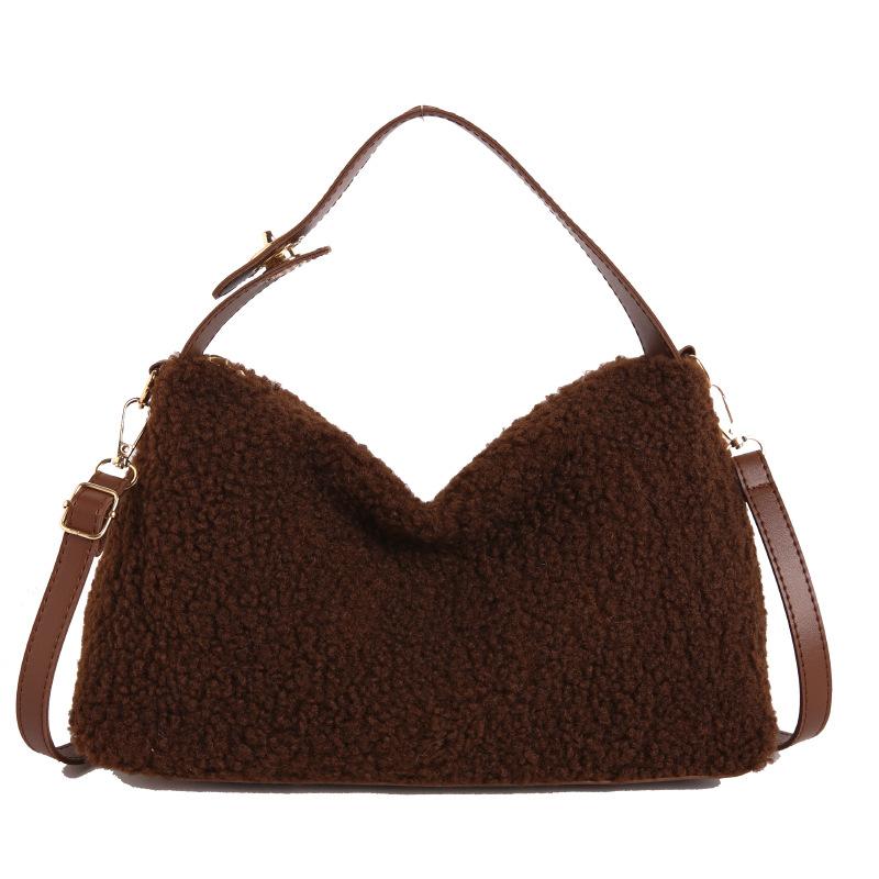 Lamb Wool Bag Women'S Fashion Retro Shoulder Messenger Bag Niche Design Tote Bag