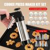 Cookie Press Maker Easy To Use 304 Stainless Steel Cookie Press with 13 Plates 8 Icing Tips Ergonomic Design Cookie Decorating Kit