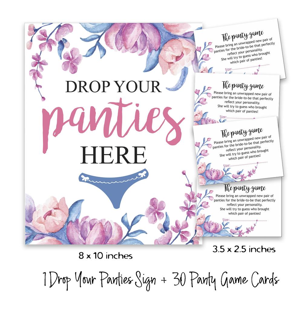 Inkdotpot White Girls Night Out Bachelorette Party Panty Game Floral Bridal Shower Game 1 SignA    30 Size