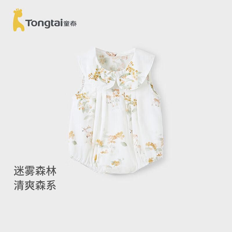 TONGTAI Baby Girl Summer Collared Sleeveless Romper 90cm