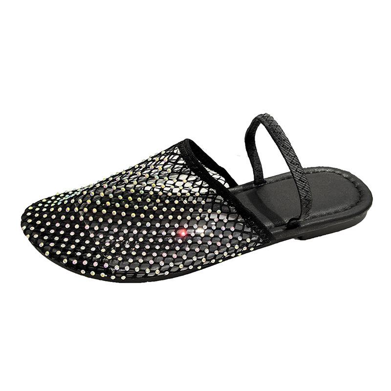 Summer New Large-size Sandals Women's Bag Head Flat-bottomed Lazy Slippers Hollow Mesh Weaving