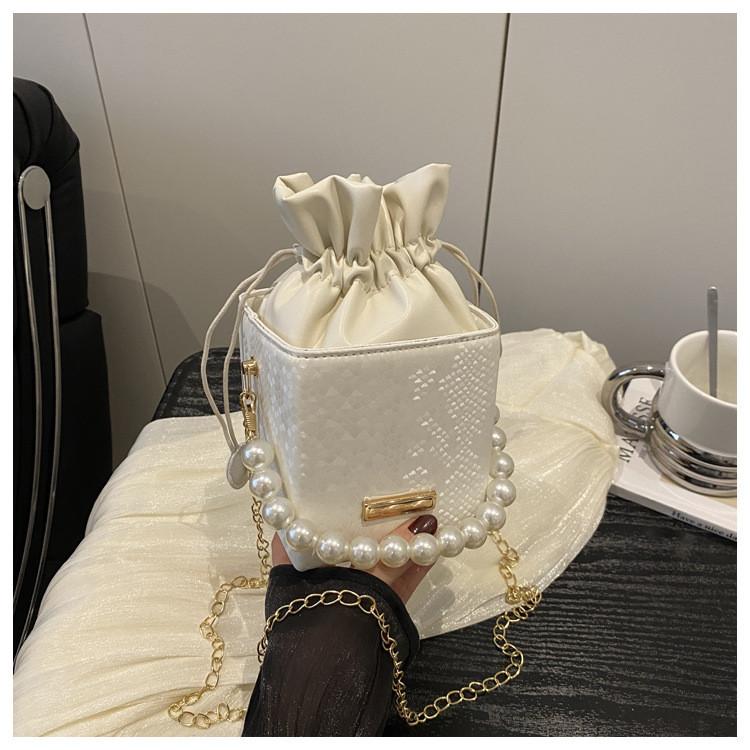 Street Style Small Bucket Bag With Drawstring Closure For Daily Use