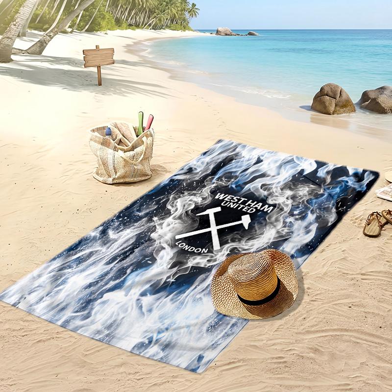 West Ham United Fußball-Print Strandtuch, Großes Weiches Schnelltrocknendes Handtuch für Strand Camping Schwimmen