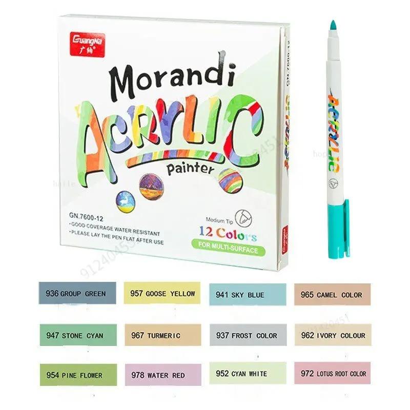 

12-60 Colors Acrylic Brush Marker Pens for Fabric Canvas Stone Metal Ceramics DIY Painting Pen