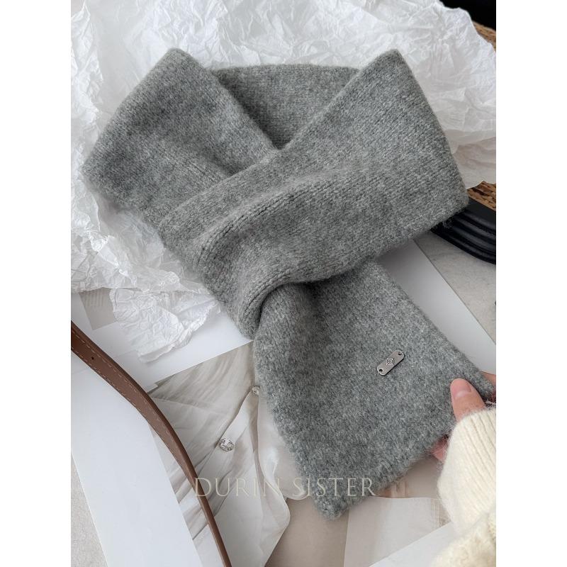 Wool Knitted Blended Red Small Scarf with Ear Piercing Holes for Winter Warmth A Family and Children's Scarf