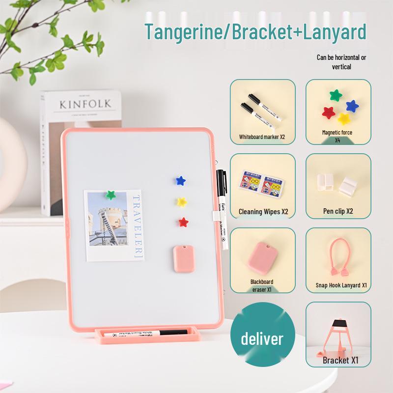 Lavagna bianca con cordino magnetico bifacciale da scrivania: Lavagna portatile per disegni e promemoria per bambini.