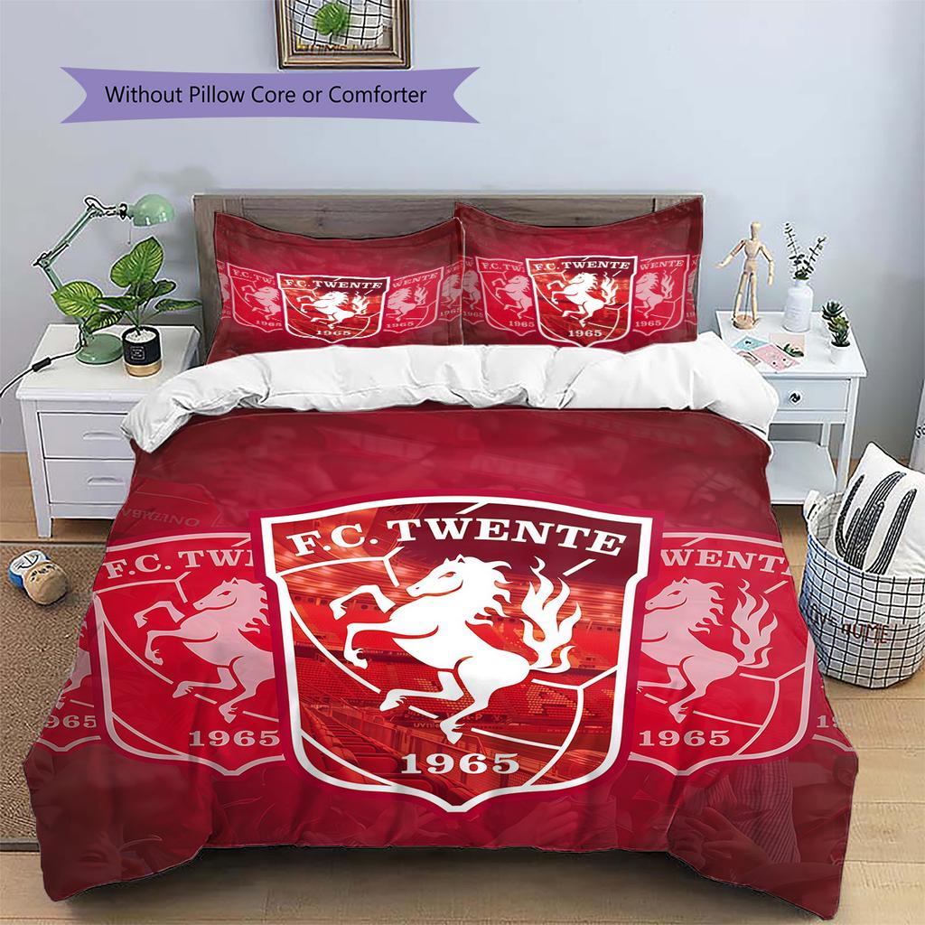 FC Twente Pattern Bedding Quilt Set  Home Decoration  Gift (1 * Duvet Cover + 2 * Pillowcase  Without Core).xwn